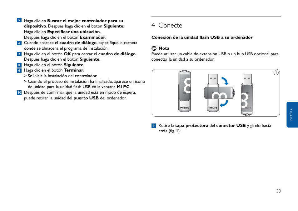 4 conecte | Philips USB-Flashlaufwerk User Manual | Page 30 / 130