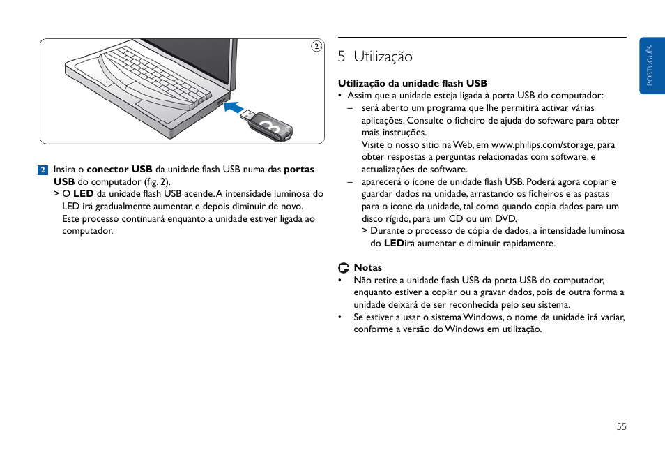 5 utilização | Philips USB-Flashlaufwerk User Manual | Page 55 / 130