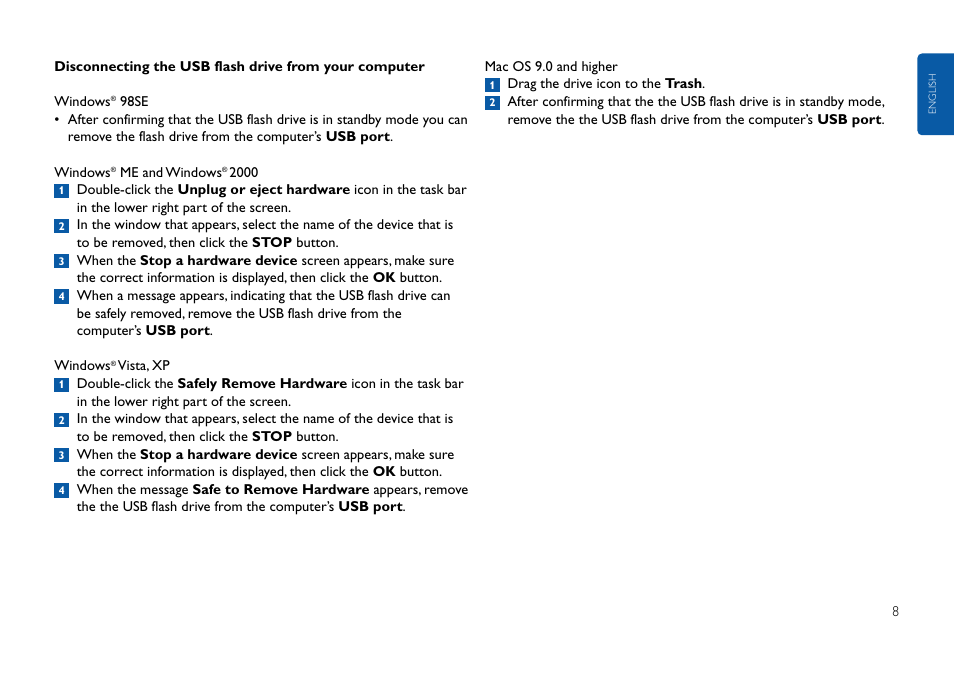 Philips USB-Flashlaufwerk User Manual | Page 8 / 130