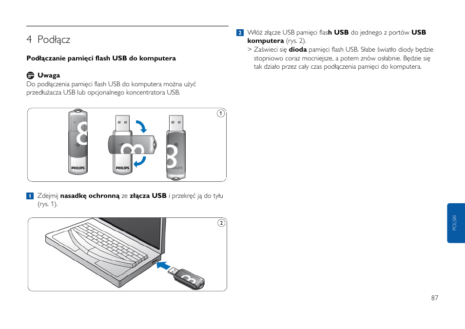 4 podłącz | Philips USB-Flashlaufwerk User Manual | Page 87 / 130