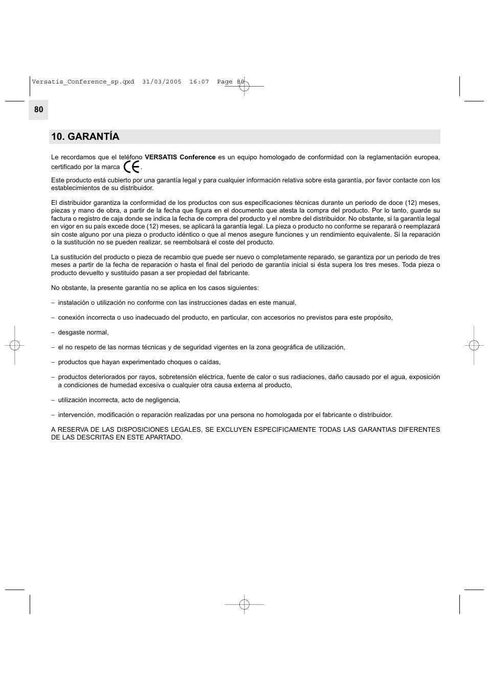 Garantía | Alcatel Carrier Internetworking Solutions Versatis Conference Phone User Manual | Page 80 / 144