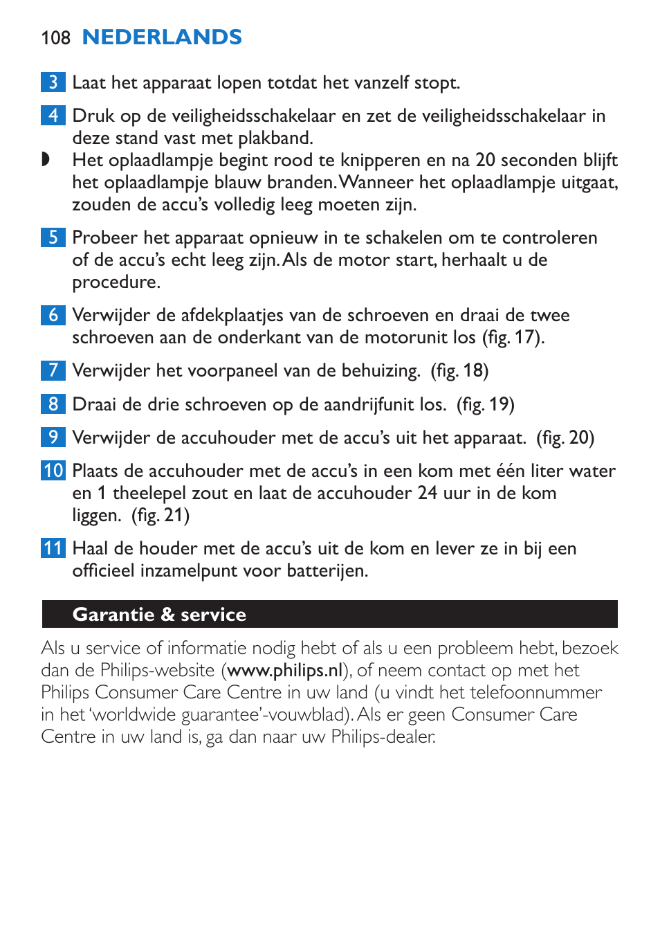 Garantie & service | Philips Stabmixer User Manual | Page 108 / 160