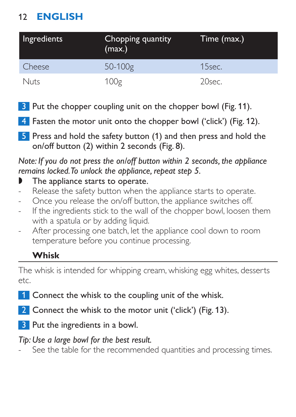 Whisk | Philips Stabmixer User Manual | Page 12 / 160