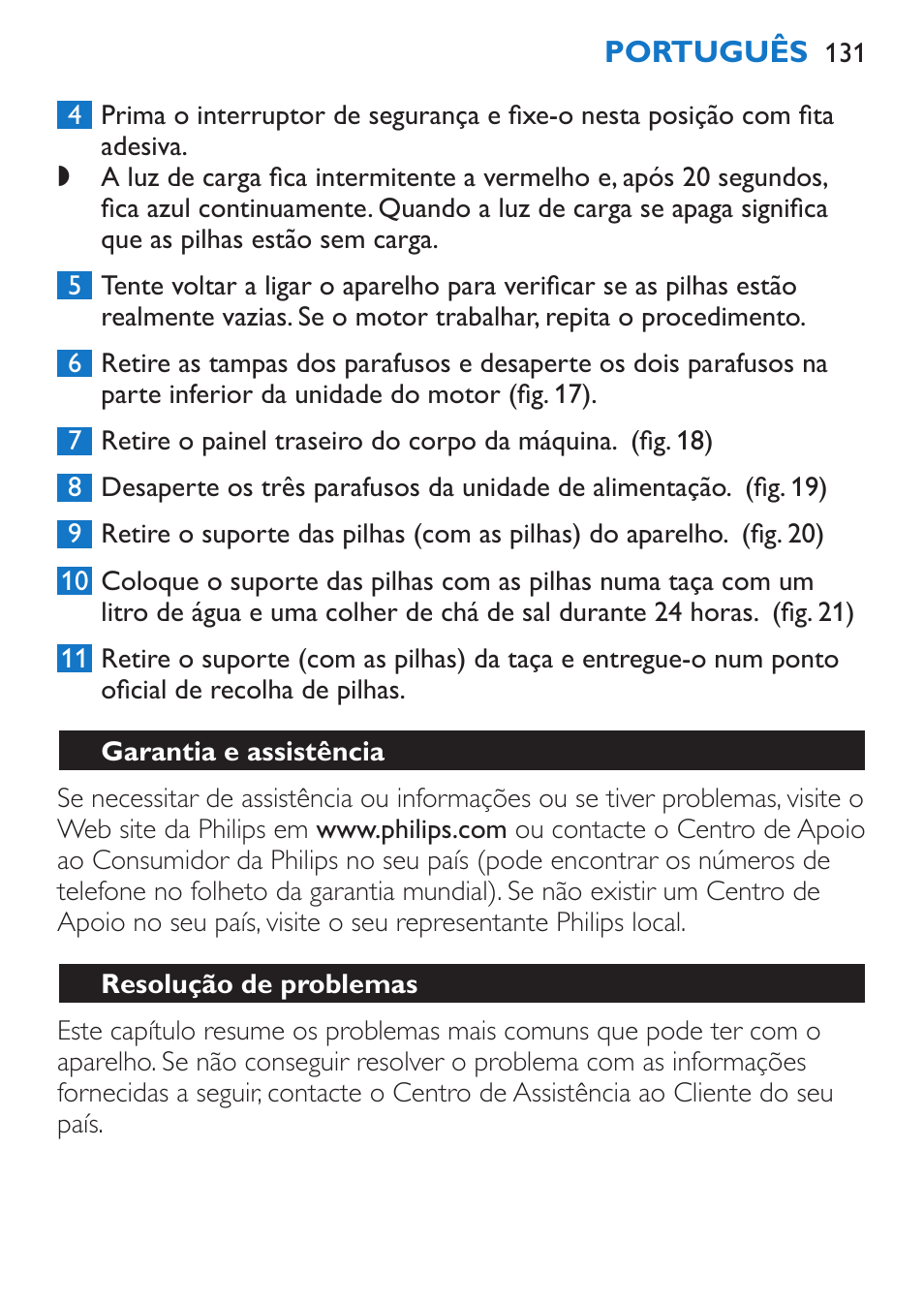Garantia e assistência, Resolução de problemas | Philips Stabmixer User Manual | Page 131 / 160