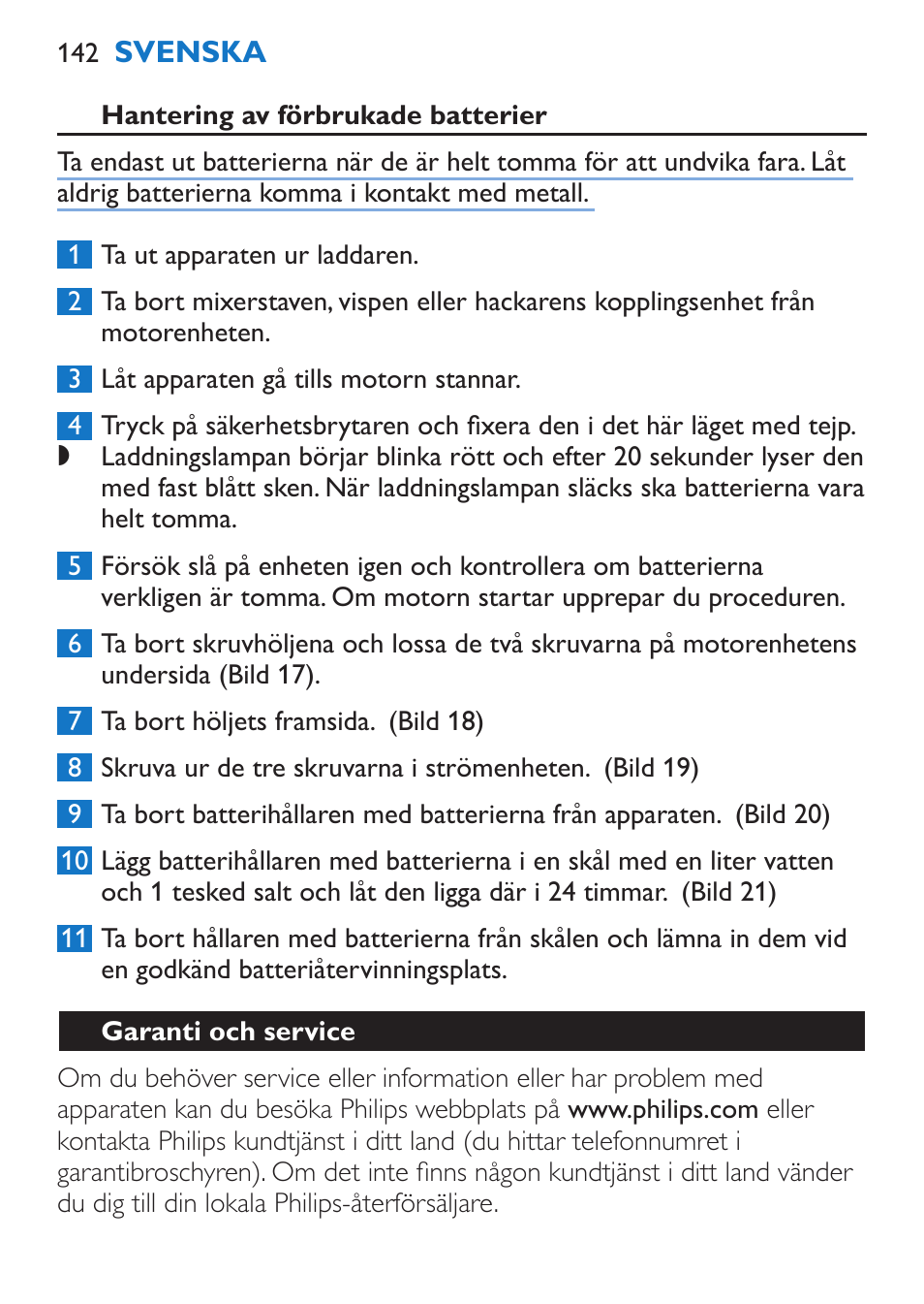 Garanti och service, Felsökning | Philips Stabmixer User Manual | Page 142 / 160