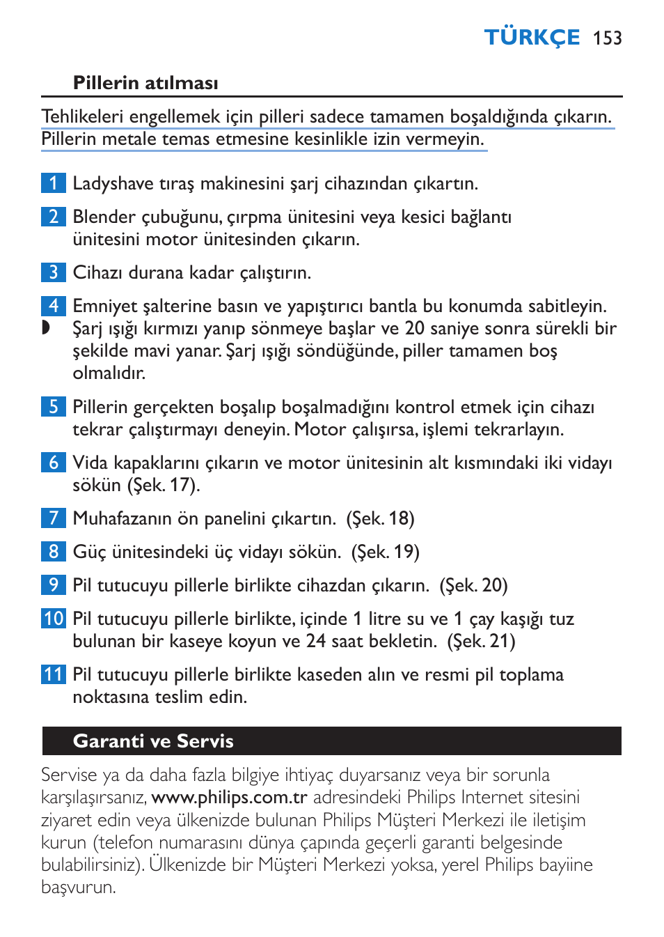 Garanti ve servis | Philips Stabmixer User Manual | Page 153 / 160