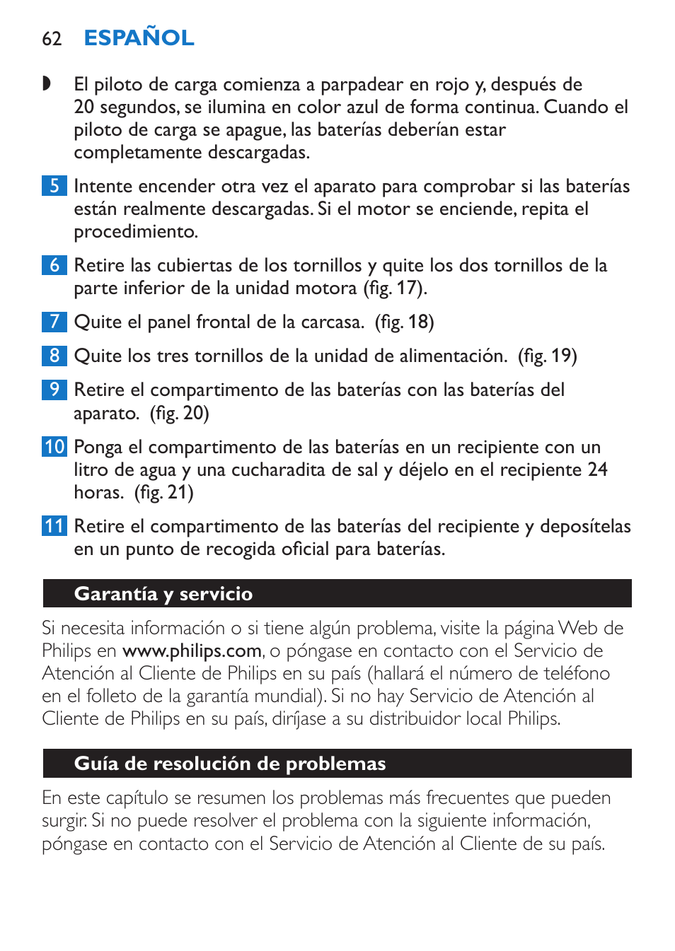 Garantía y servicio, Guía de resolución de problemas | Philips Stabmixer User Manual | Page 62 / 160