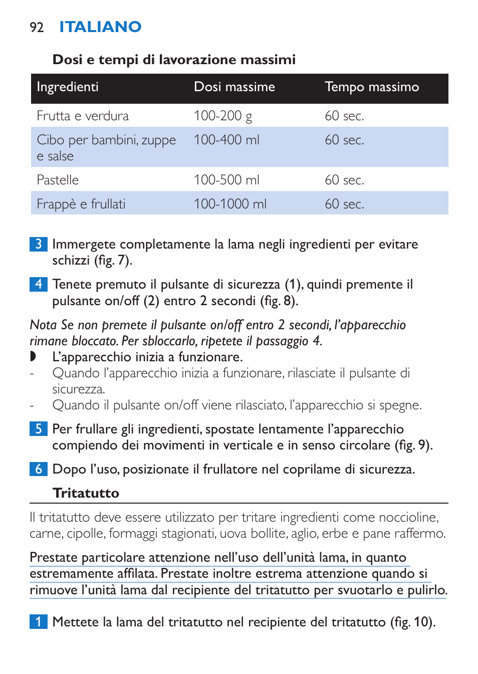 Tritatutto | Philips Stabmixer User Manual | Page 92 / 160