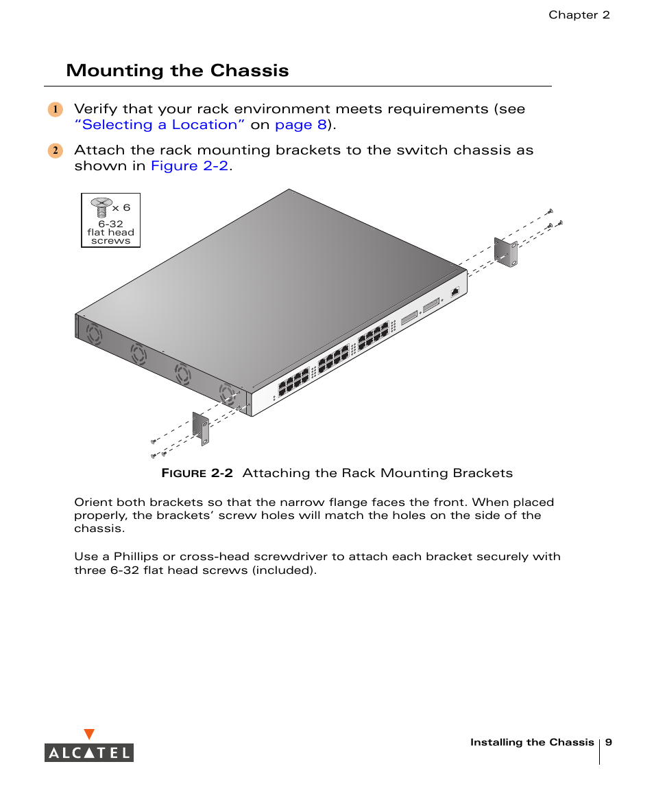 Mounting the chassis | Alcatel Carrier Internetworking Solutions Alcatel OmniAccess 4324 User Manual | Page 23 / 44