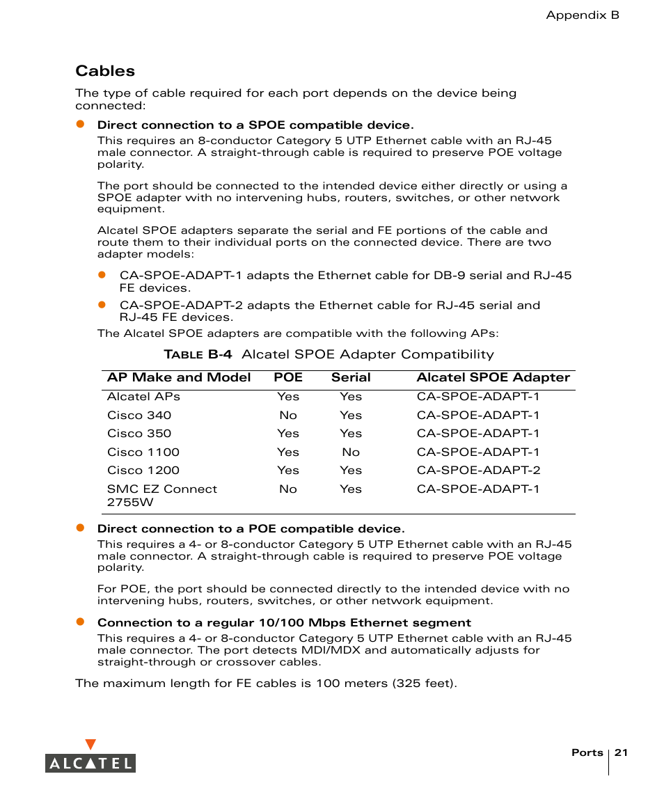 Cables | Alcatel Carrier Internetworking Solutions Alcatel OmniAccess 4324 User Manual | Page 35 / 44