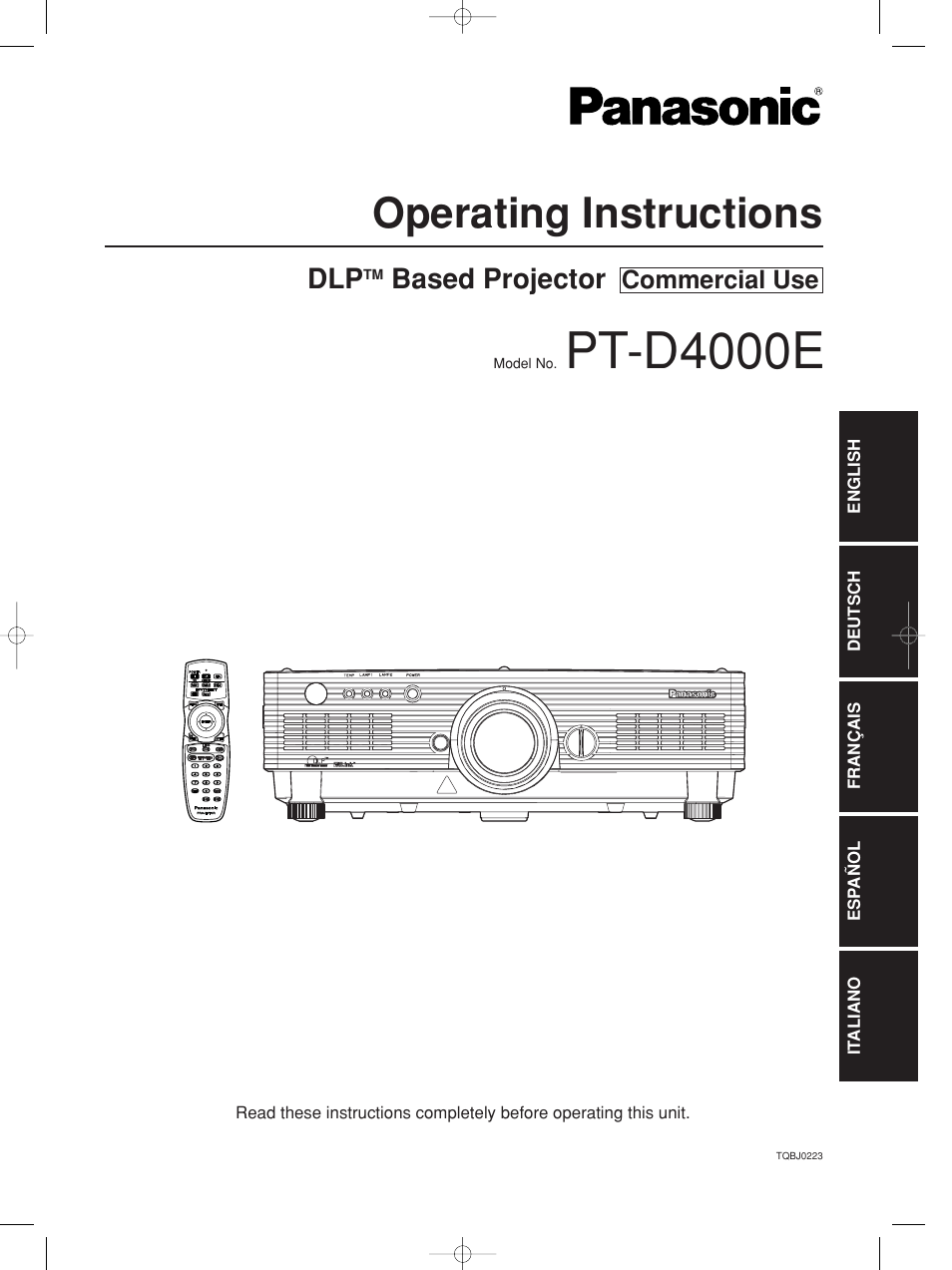 Panasonic PT-D4000E User Manual | 60 pages