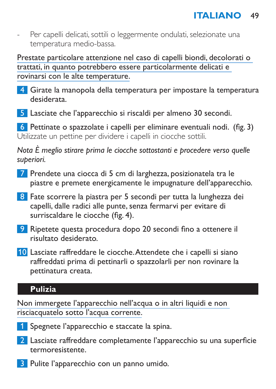 Pulizia | Philips SalonStraight Glamour Haarglätter User Manual | Page 49 / 84