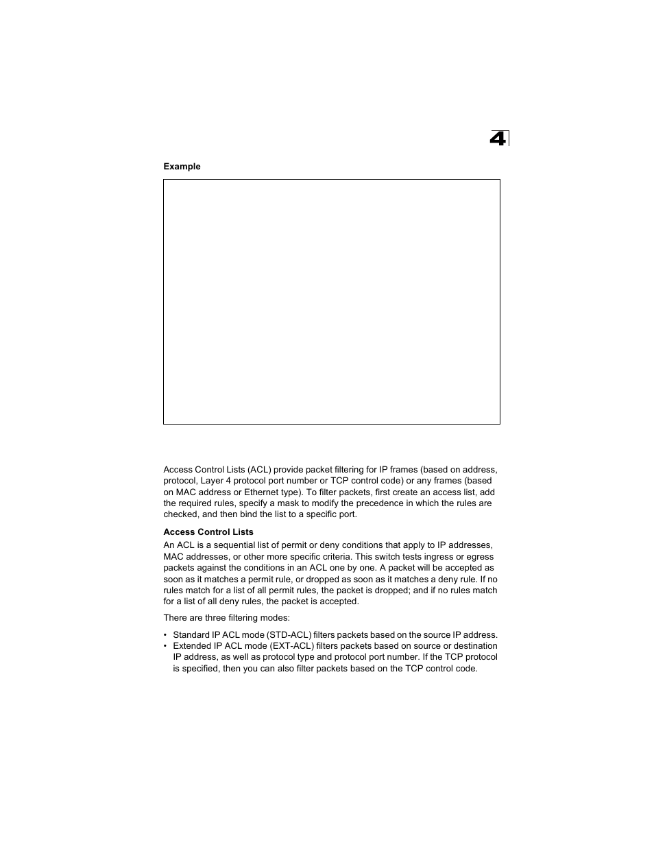 Access control list commands | Alcatel Carrier Internetworking Solutions OmniStack 6300-24 User Manual | Page 295 / 462