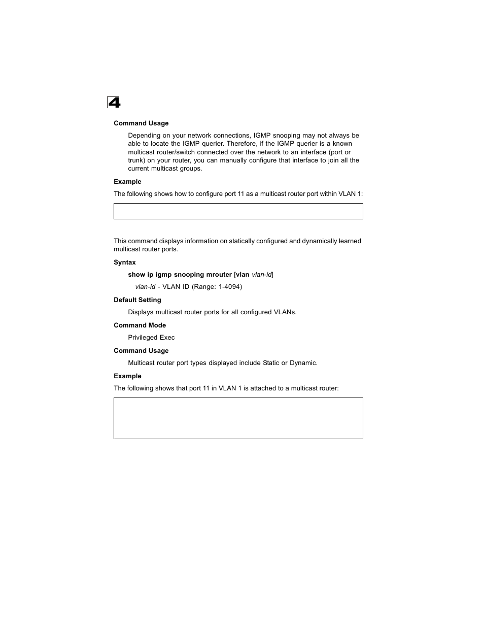 Show ip igmp snooping mrouter | Alcatel Carrier Internetworking Solutions OmniStack 6300-24 User Manual | Page 438 / 462
