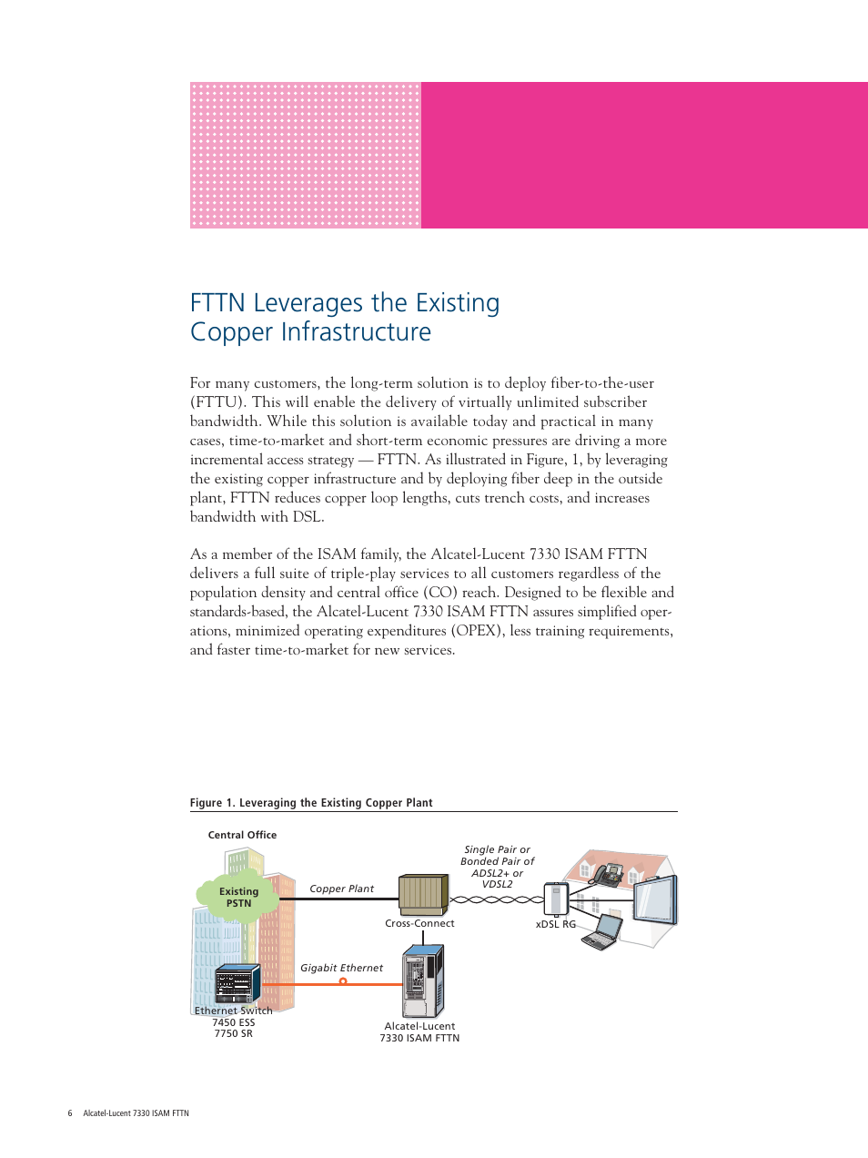 Fttn leverages the existing copper infrastructure | Alcatel Carrier Internetworking Solutions ISAM FTTN 7330 User Manual | Page 6 / 16