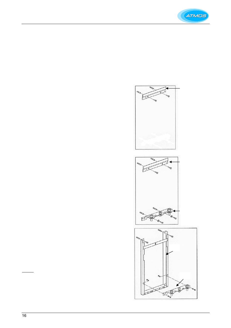 Mounting, Fitting the mounting strip, Fitting the rear mounting frame | Atmos Energy HE26 User Manual | Page 16 / 56