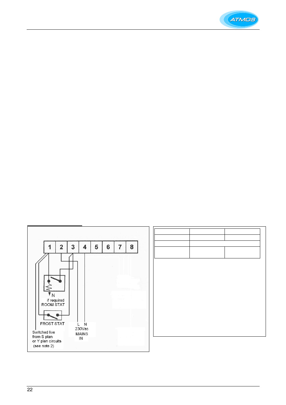 Opentherm modulating thermostat, 230vac electrical connections, 230vac terminals x2 | Atmos Energy HE26 User Manual | Page 22 / 56