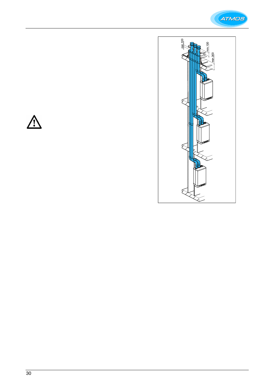 Roof outlet prefabricated chimney, Maximum pipe length, Mounting of prefabricated chimney | Atmos Energy HE26 User Manual | Page 30 / 56