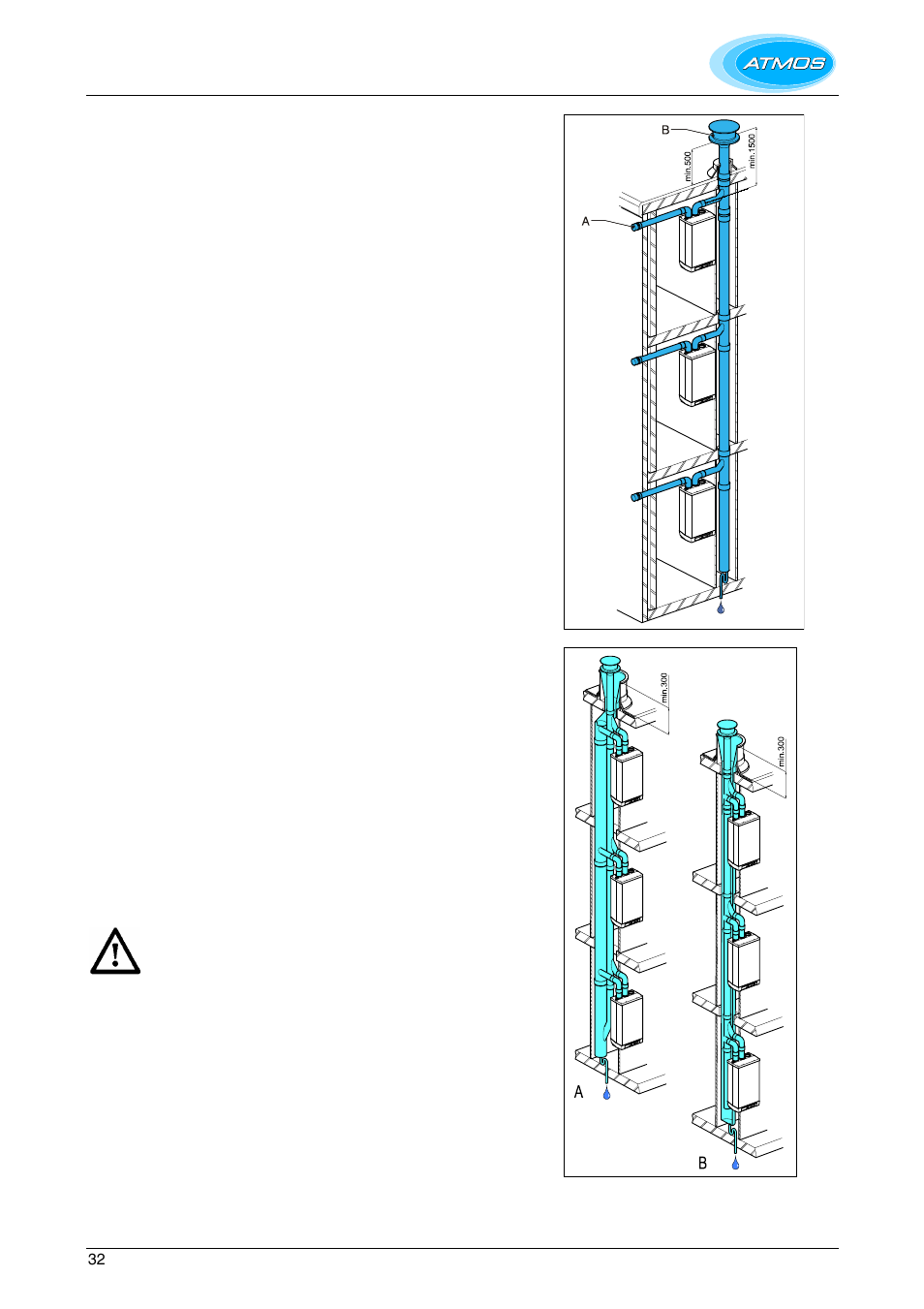 Atmos communal flue system (cfs), Atmos cfseo – fa system, Maximum pipe length | Common flue discharge, Atmos cfs system | Atmos Energy HE26 User Manual | Page 32 / 56