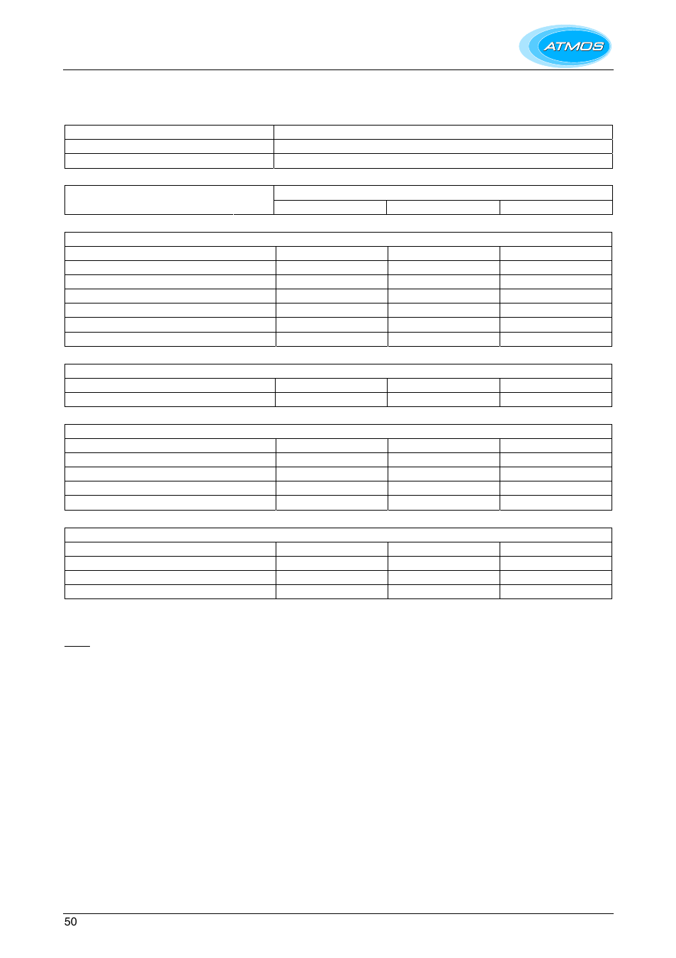 Technical specifications | Atmos Energy HE26 User Manual | Page 50 / 56