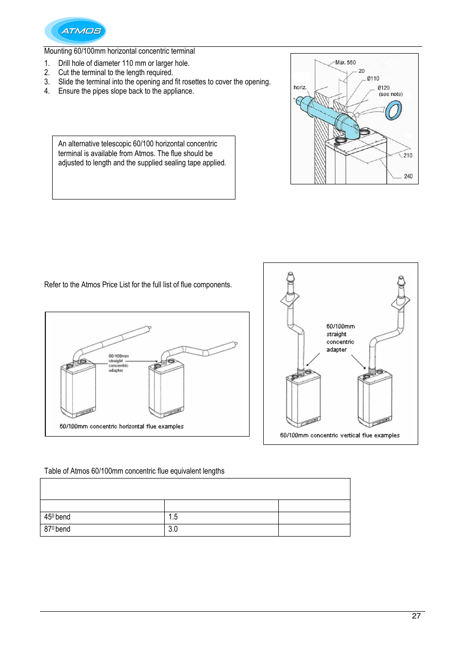 60/100mm concentric extended flue system | Atmos Energy INTERCOMBI HE32 User Manual | Page 27 / 60