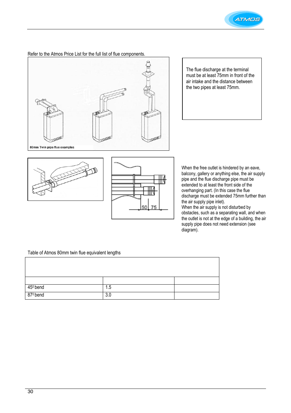 80mm twin pipe flue system | Atmos Energy INTERCOMBI HE32 User Manual | Page 30 / 60