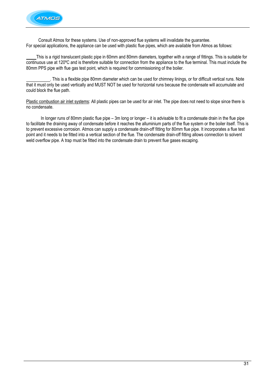 Plastic twin pipe flue systems | Atmos Energy INTERCOMBI HE32 User Manual | Page 31 / 60