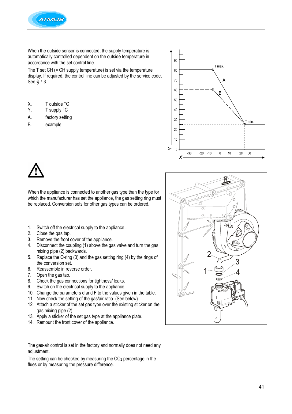 Weather-dependent control, Conversion to other gas type, Conversion of the gas setting ring | Gas-air control | Atmos Energy INTERCOMBI HE32 User Manual | Page 41 / 60