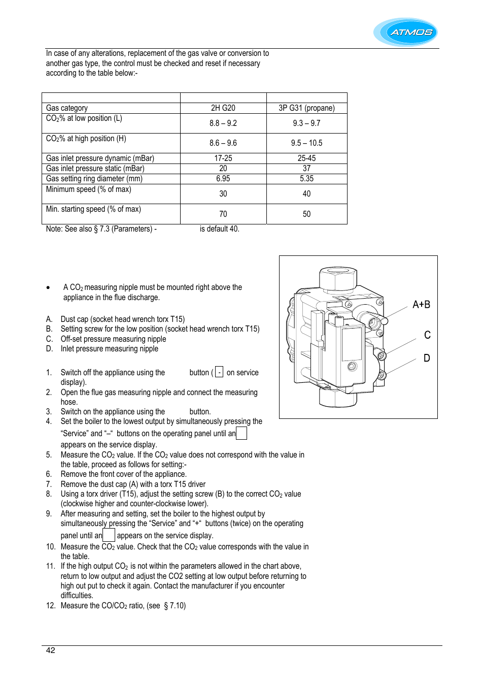Setting gas-air control, 9 setting gas-air control | Atmos Energy INTERCOMBI HE32 User Manual | Page 42 / 60