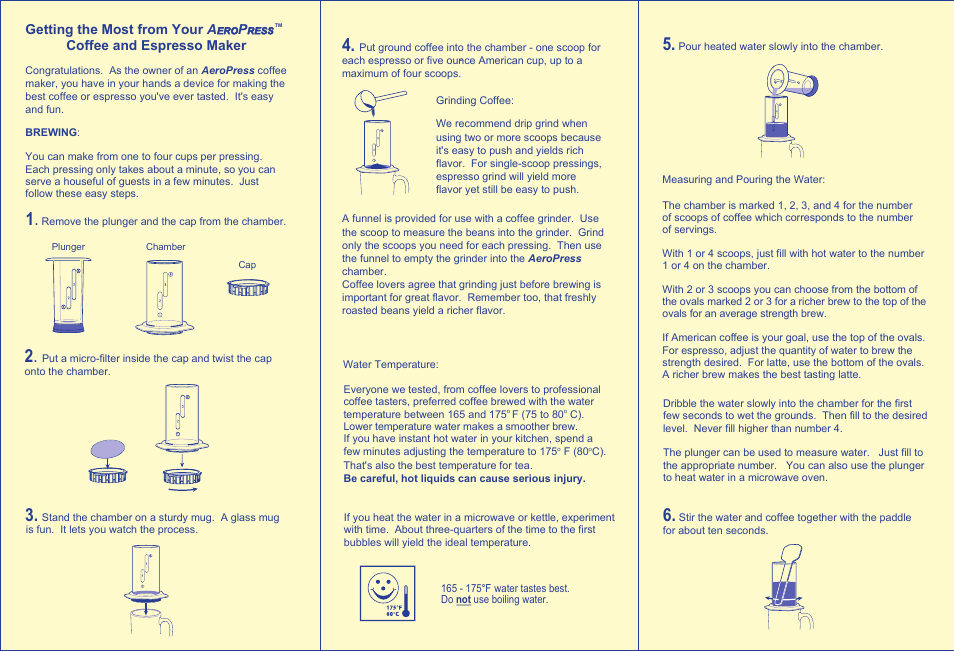 Aerobie AEROPRESS Coffee and Espresso Maker User Manual | 2 pages