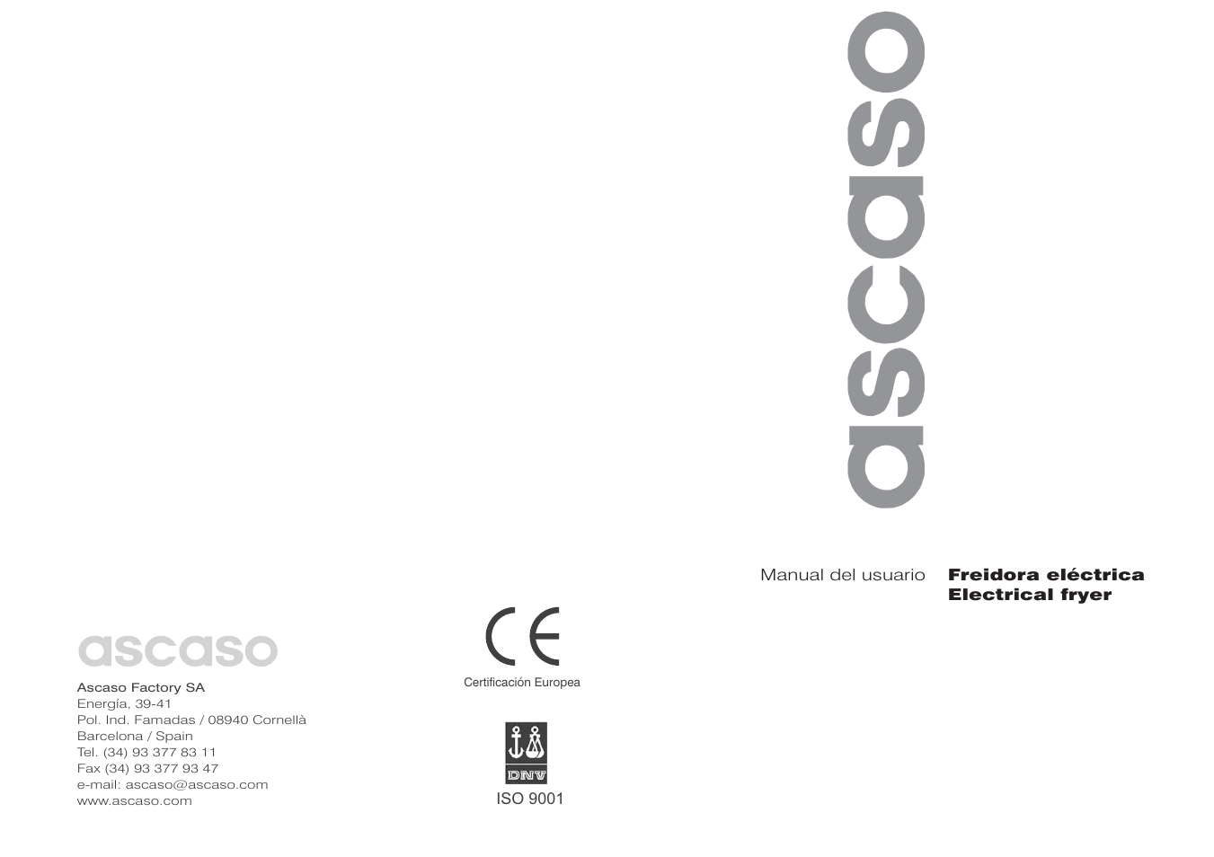 Ascaso Factory Electrical Fryer User Manual | 22 pages