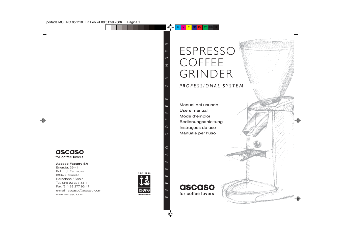 Ascaso Factory ESPRESSO COFFEE GRINDER User Manual | 28 pages