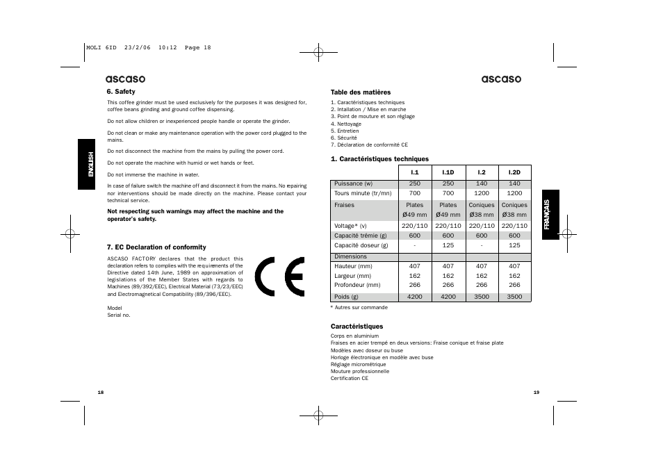 Ascaso Factory ESPRESSO COFFEE GRINDER User Manual | Page 11 / 28