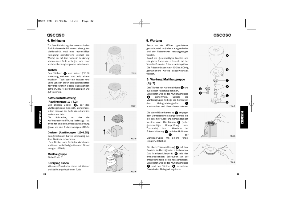 Ascaso Factory ESPRESSO COFFEE GRINDER User Manual | Page 18 / 28