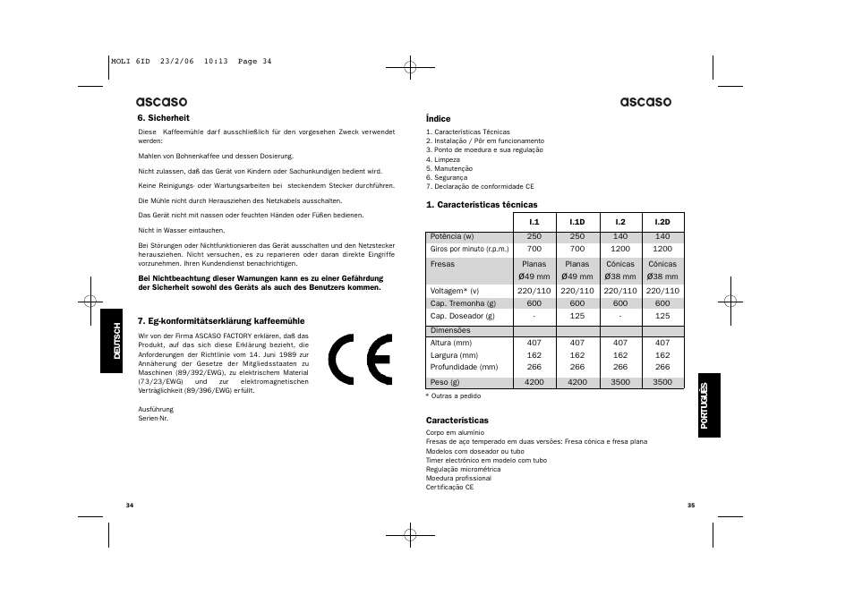 Ascaso Factory ESPRESSO COFFEE GRINDER User Manual | Page 19 / 28