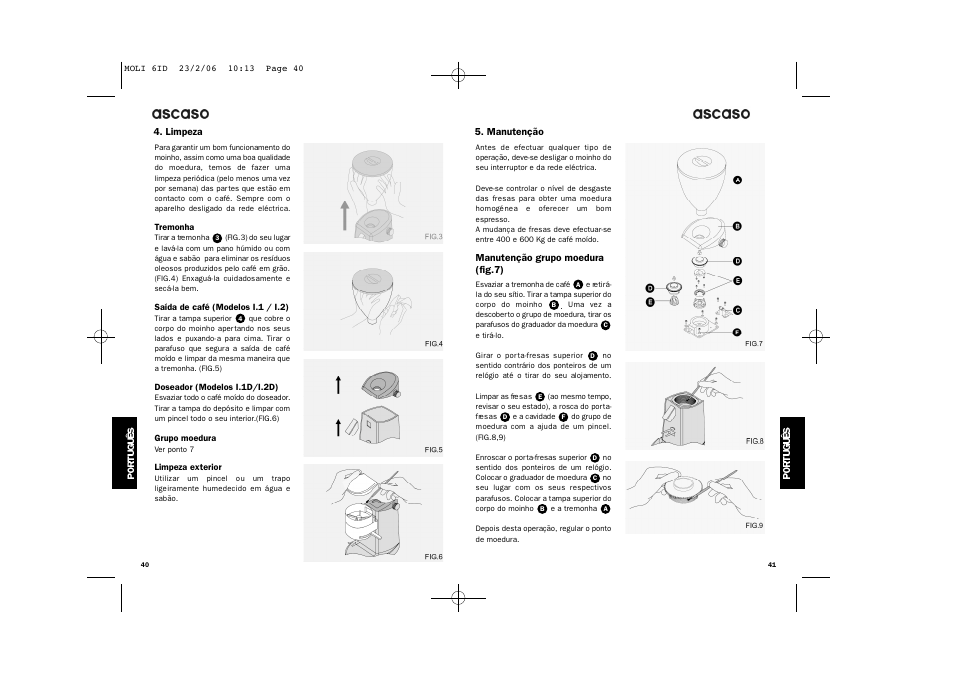 Ascaso Factory ESPRESSO COFFEE GRINDER User Manual | Page 22 / 28