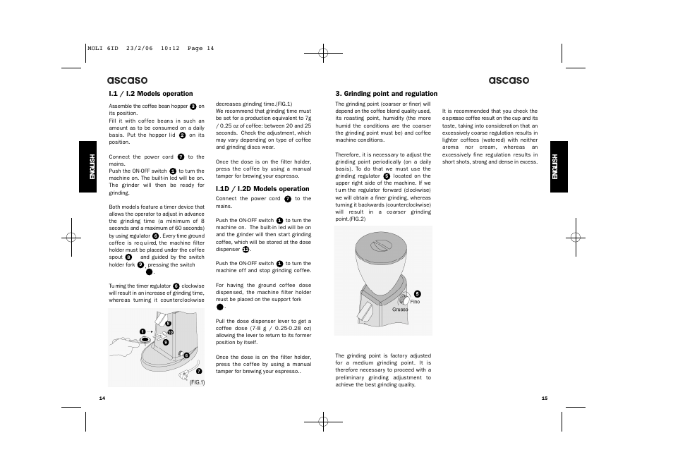 Ascaso Factory ESPRESSO COFFEE GRINDER User Manual | Page 9 / 28