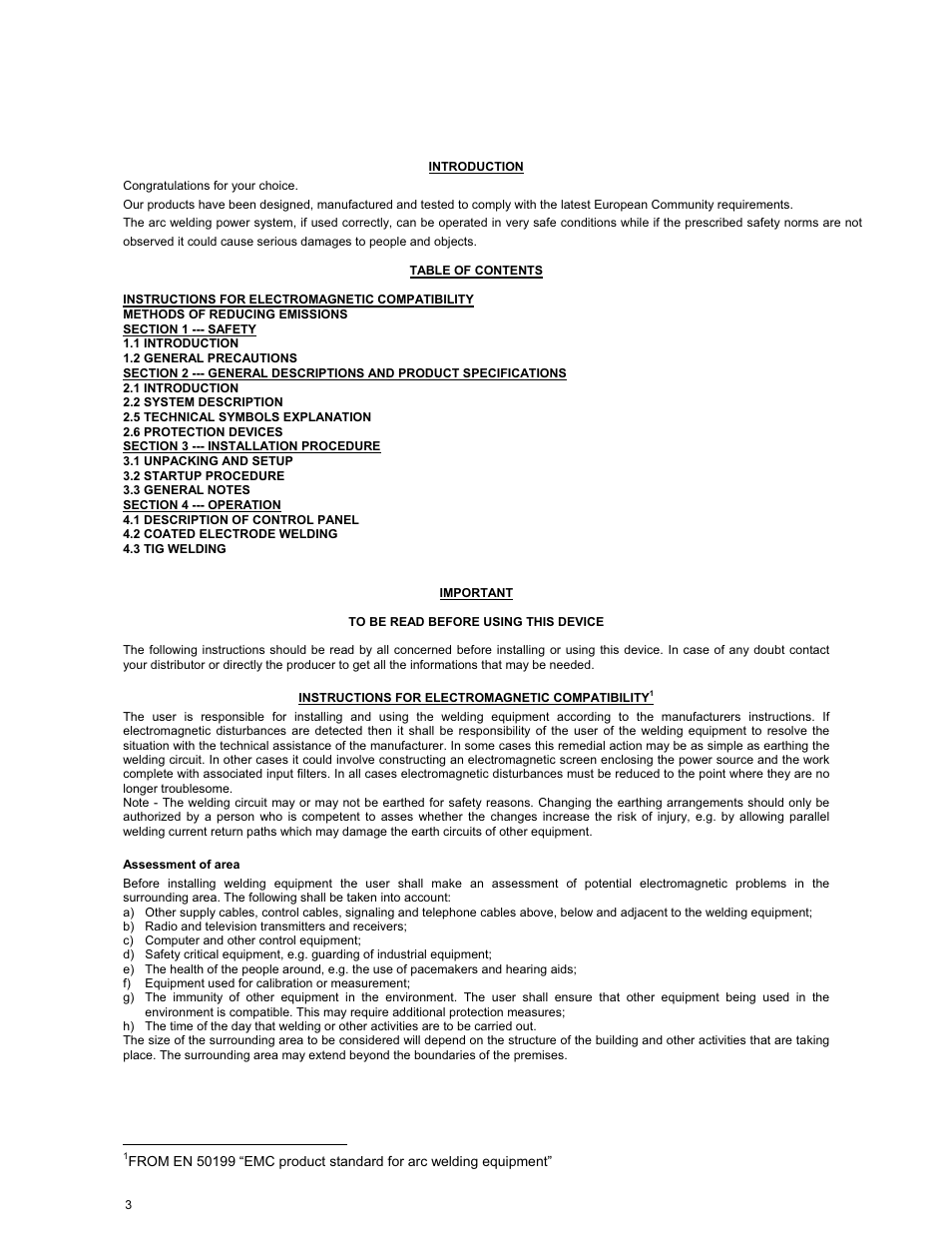 English | ArcOne Inverter Power Sources User Manual | Page 3 / 24