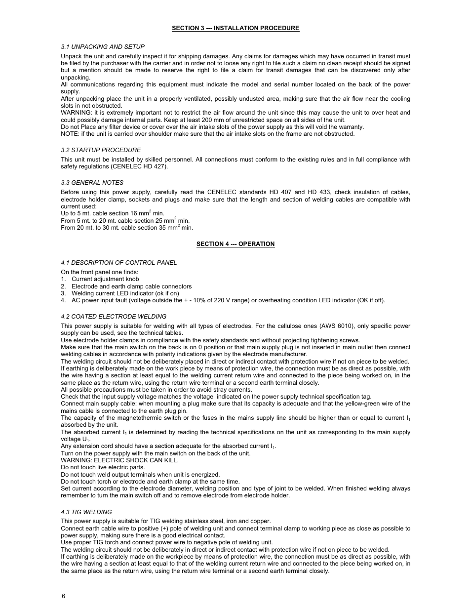 ArcOne Inverter Power Sources User Manual | Page 6 / 24