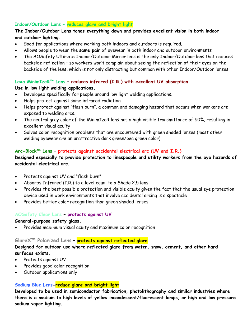 AOSafety Beyond The Standard Eyewear Lens User Manual | Page 2 / 3