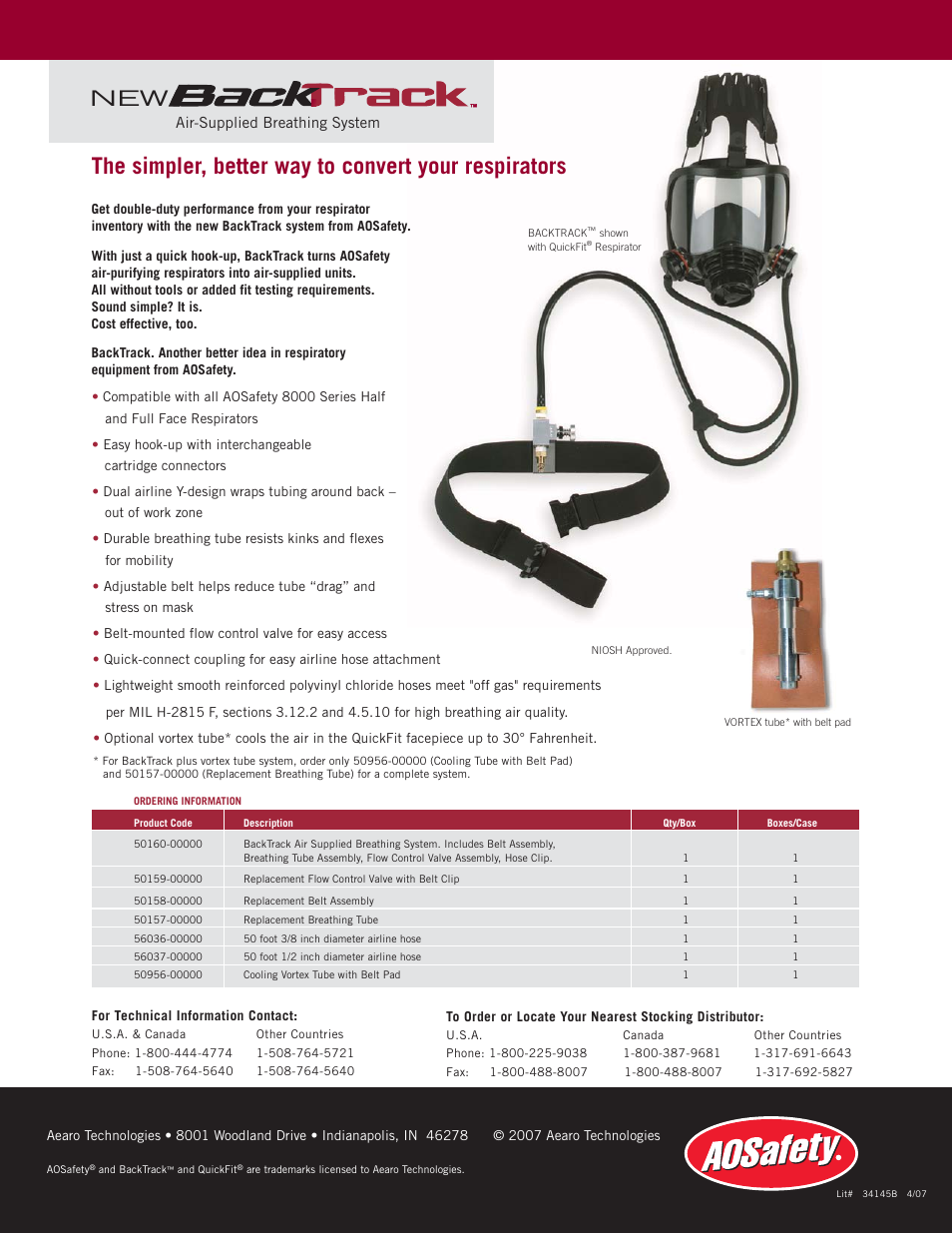 Air-supplied breathing system | AOSafety 8000 Series User Manual | Page 2 / 2