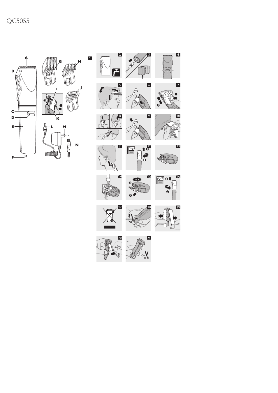 Philips HAIRCLIPPER Series 1000 Haarschneider User Manual | 9 pages