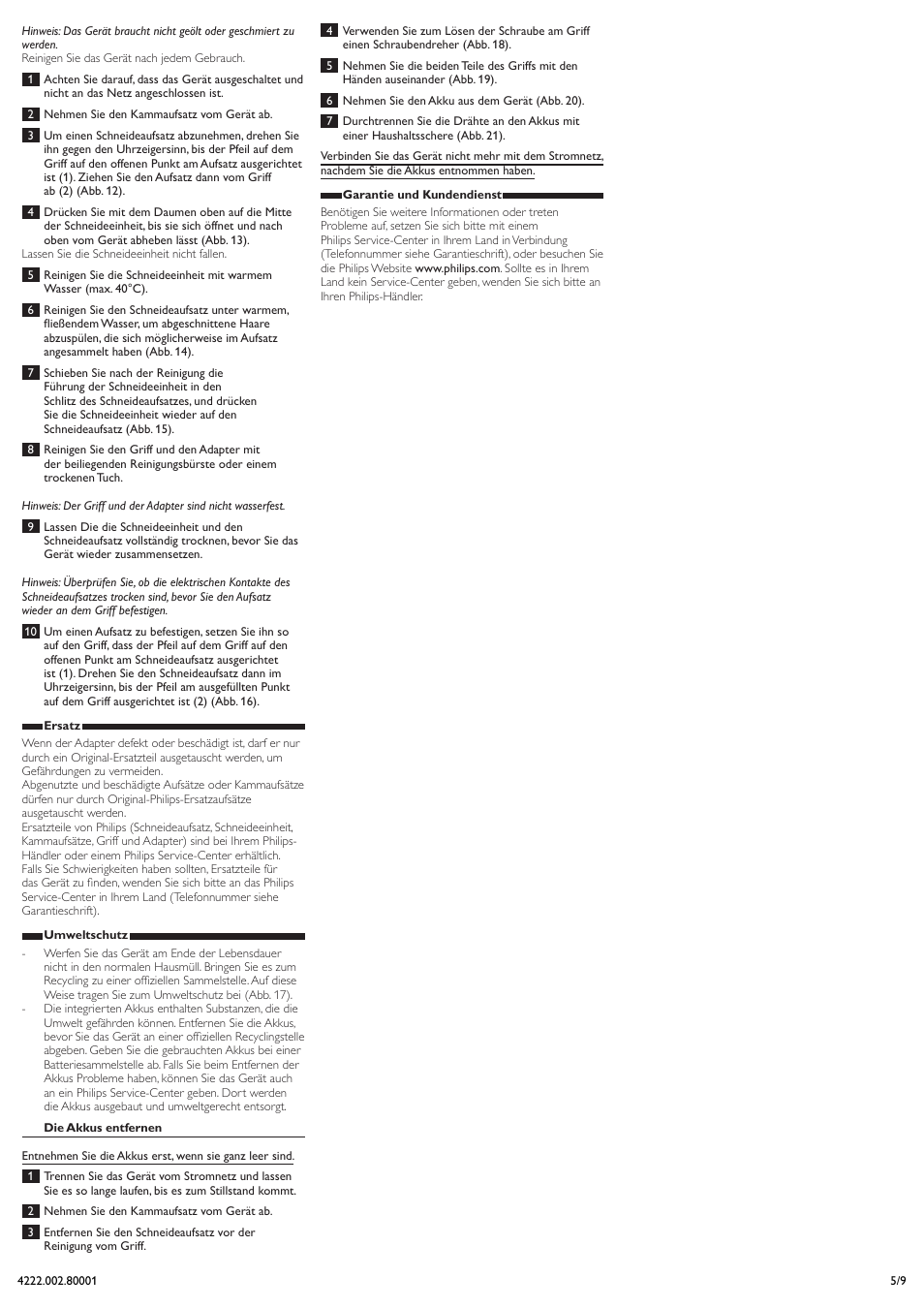 Philips HAIRCLIPPER Series 1000 Haarschneider User Manual | Page 5 / 9