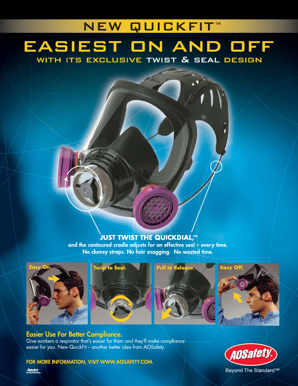 AOSafety QUICKFIT Full Face Respirator Mask User Manual | 2 pages