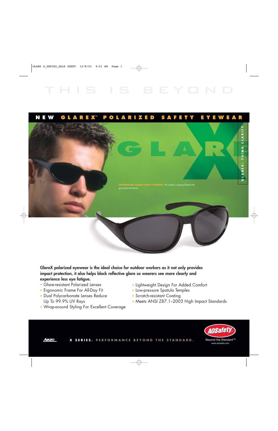 AOSafety Polarized Eyewear GlareX User Manual | 2 pages