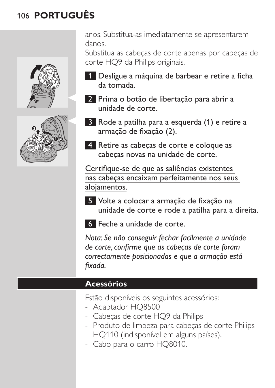 Acessórios | Philips SHAVER Series 3000 Elektrorasierer User Manual | Page 104 / 124