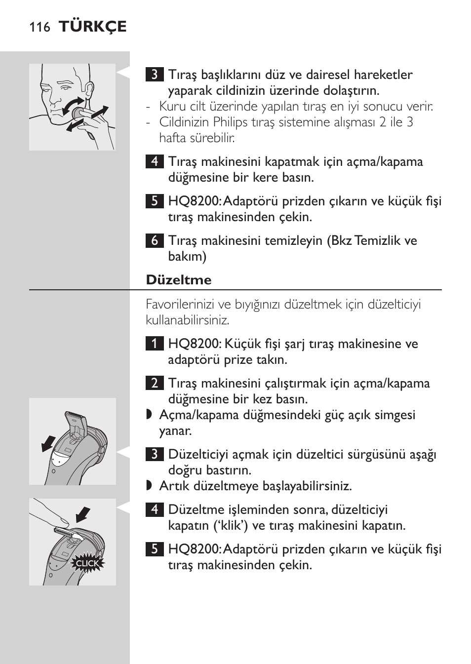 Düzeltme | Philips SHAVER Series 3000 Elektrorasierer User Manual | Page 114 / 124