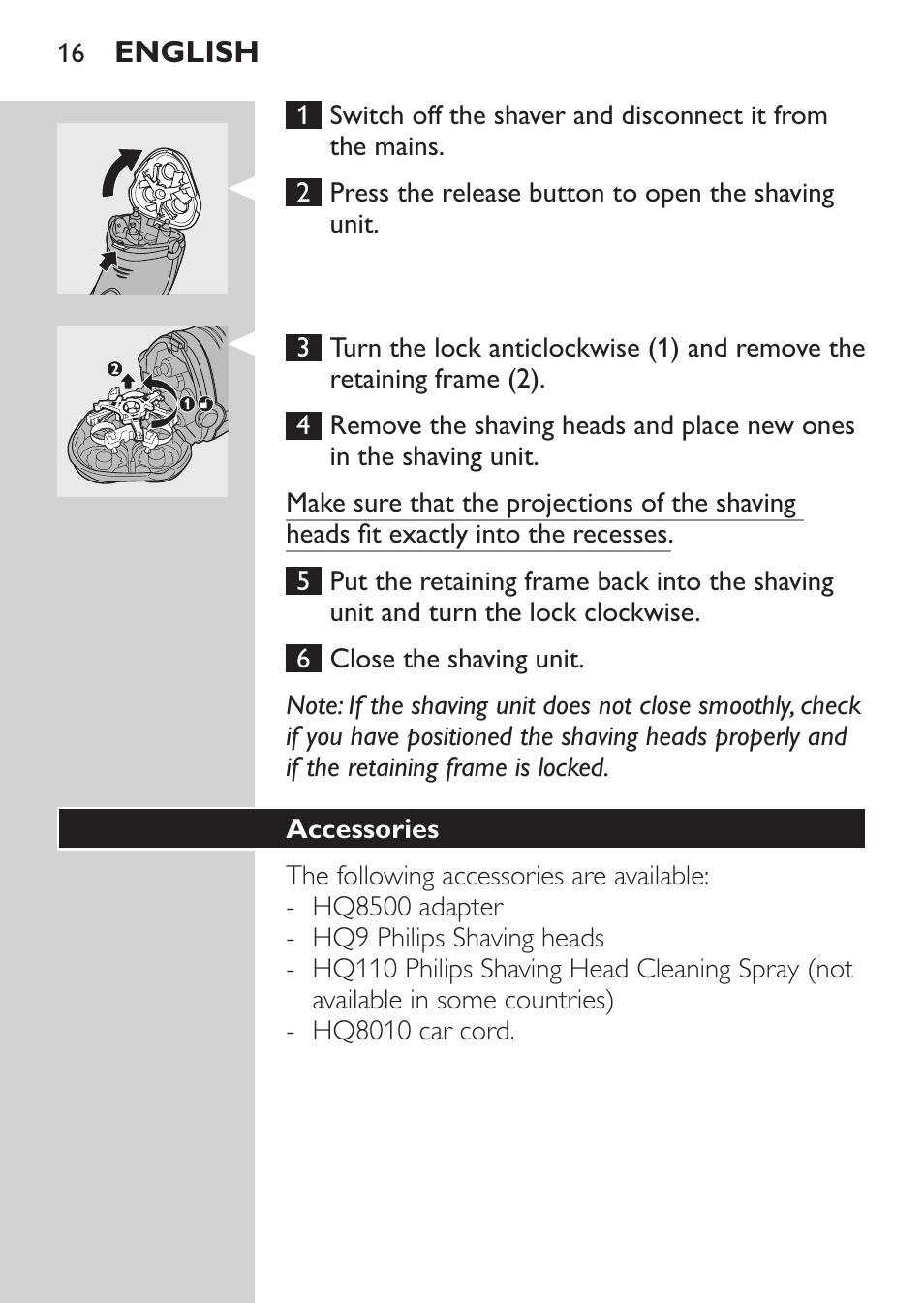 Accessories | Philips SHAVER Series 3000 Elektrorasierer User Manual | Page 14 / 124
