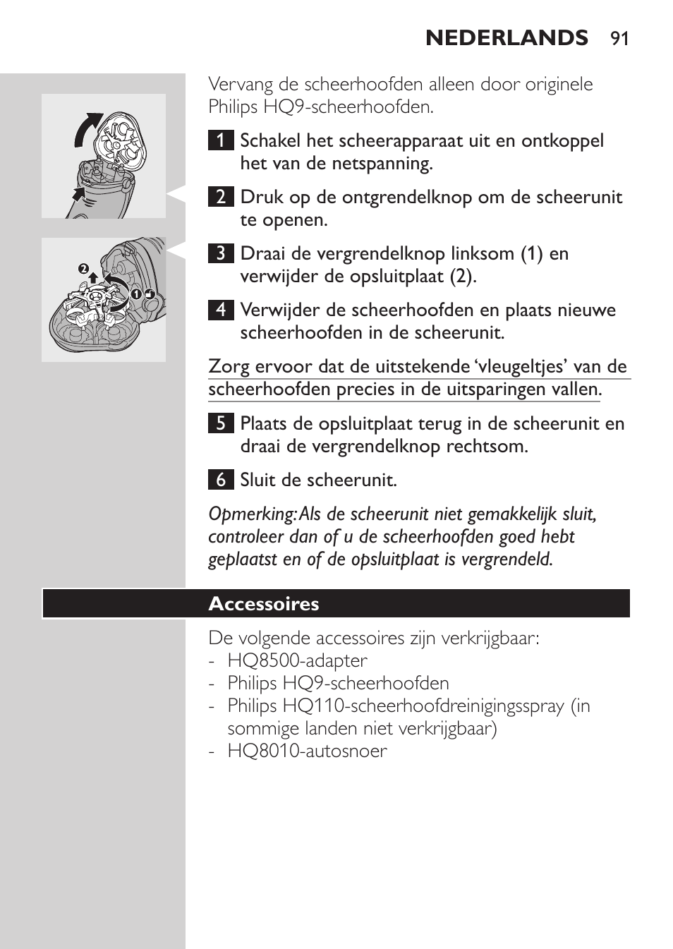 Accessoires | Philips SHAVER Series 3000 Elektrorasierer User Manual | Page 89 / 124
