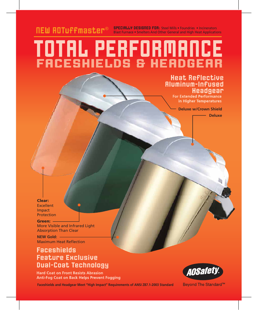 AOSafety AOTuffmaster Heat Reflective Aluminum-Infused Headgear User Manual | 2 pages